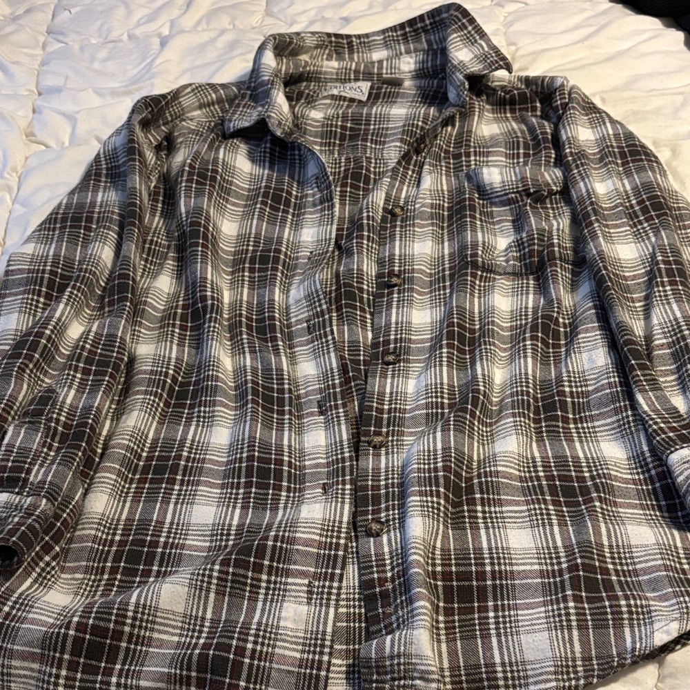 Basic Edition women’s Plaid Shirt - Black and Gray& Red